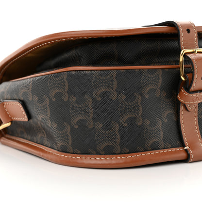 Celine Triomphe Canvas Medium Folco Bag Tan 9 of 13