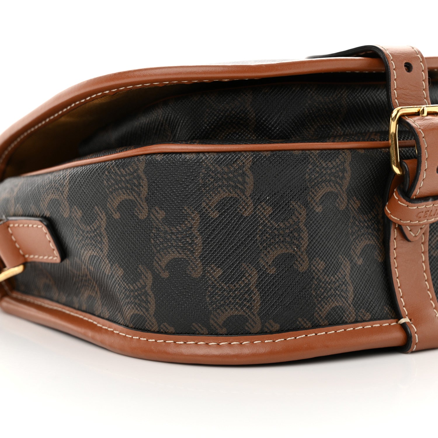 Celine Triomphe Canvas Medium Folco Bag Tan 9 of 13