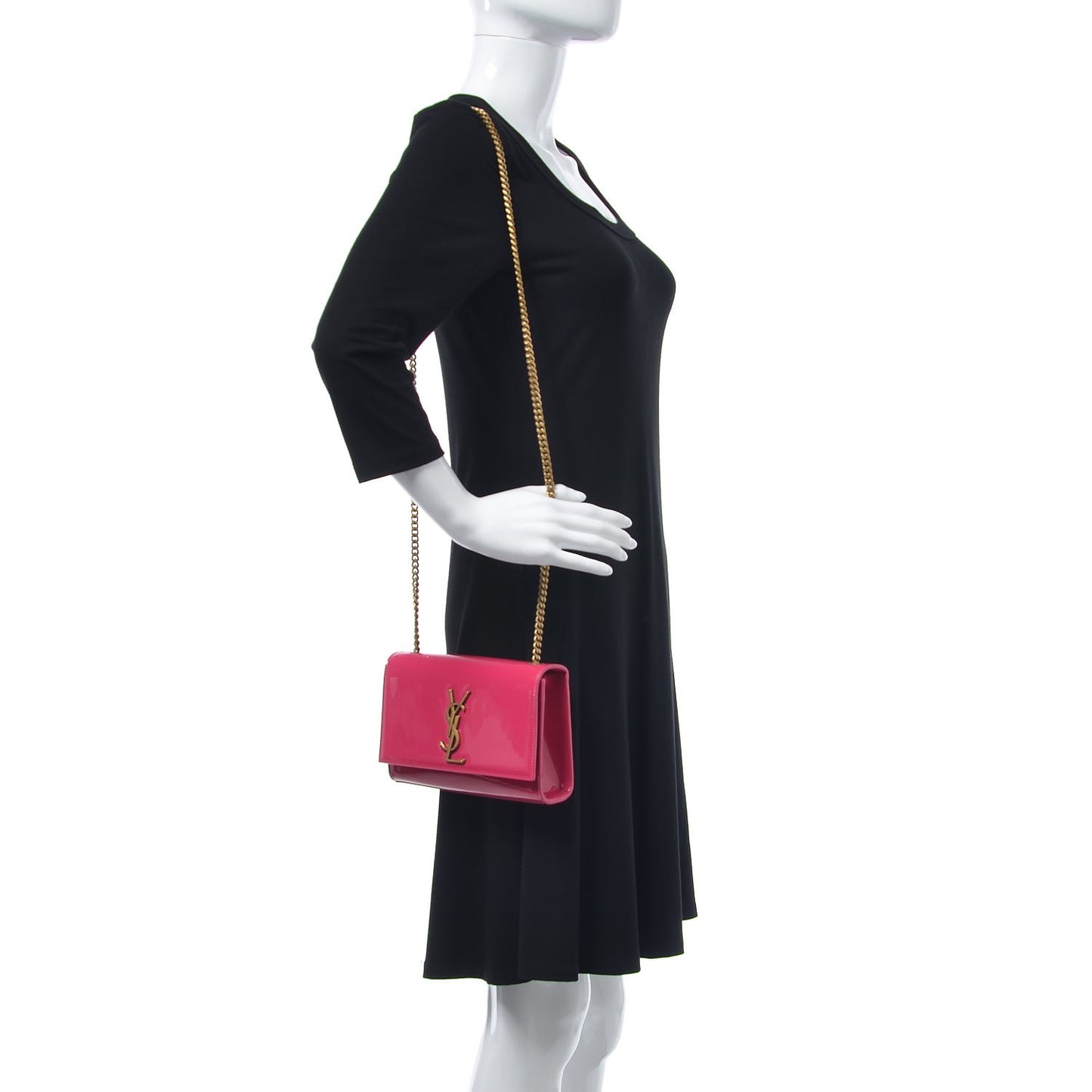 Patent Small Monogram Kate Satchel Pink