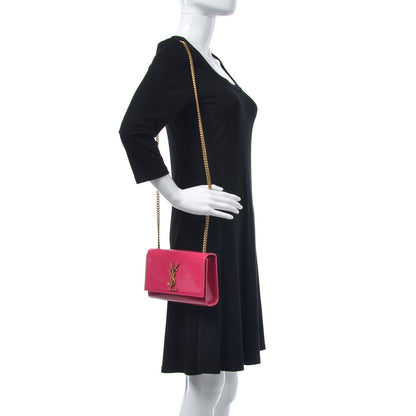 Saint Laurent Patent Small Monogram Kate Satchel Pink 2 of 7