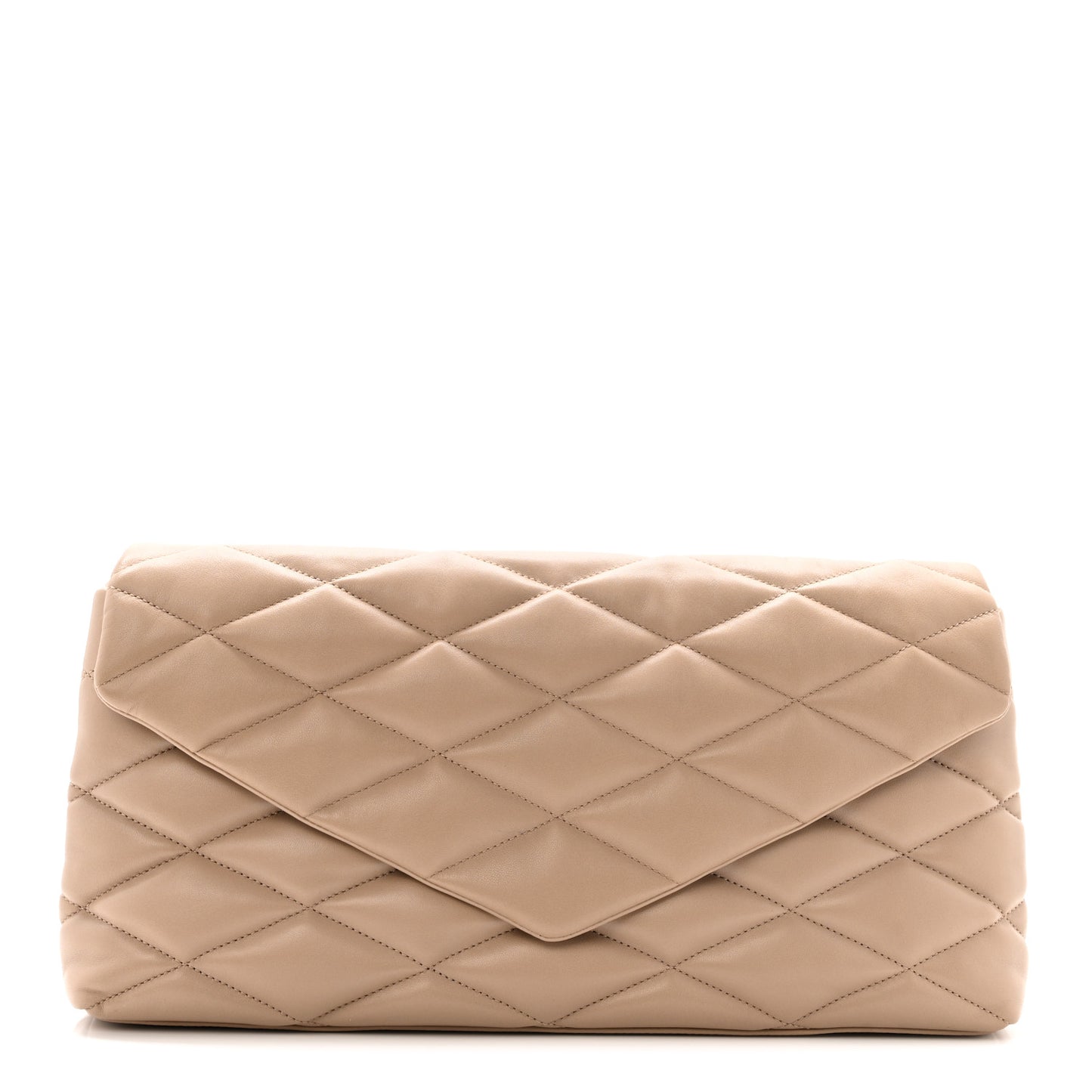 Lambskin Quilted Sade Puffer Envelope Clutch Dark Beige