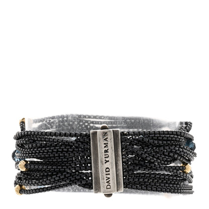 David Yurman Blackened Sterling Silver 18K Yellow Gold Blue Topaz Hematine Multi-Chain Bracelet 2 of 3