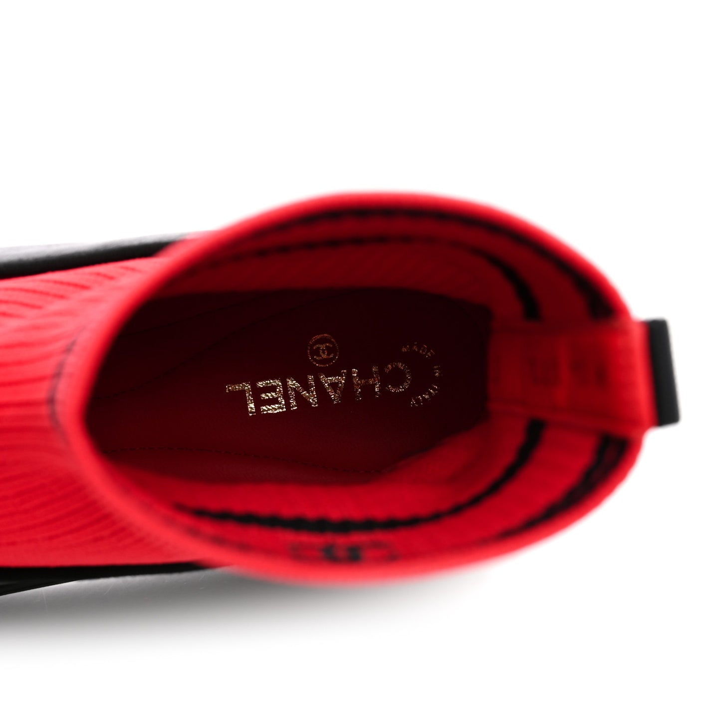 Lambskin Knit CC Ballerina Sneakers 37.5 Black Red