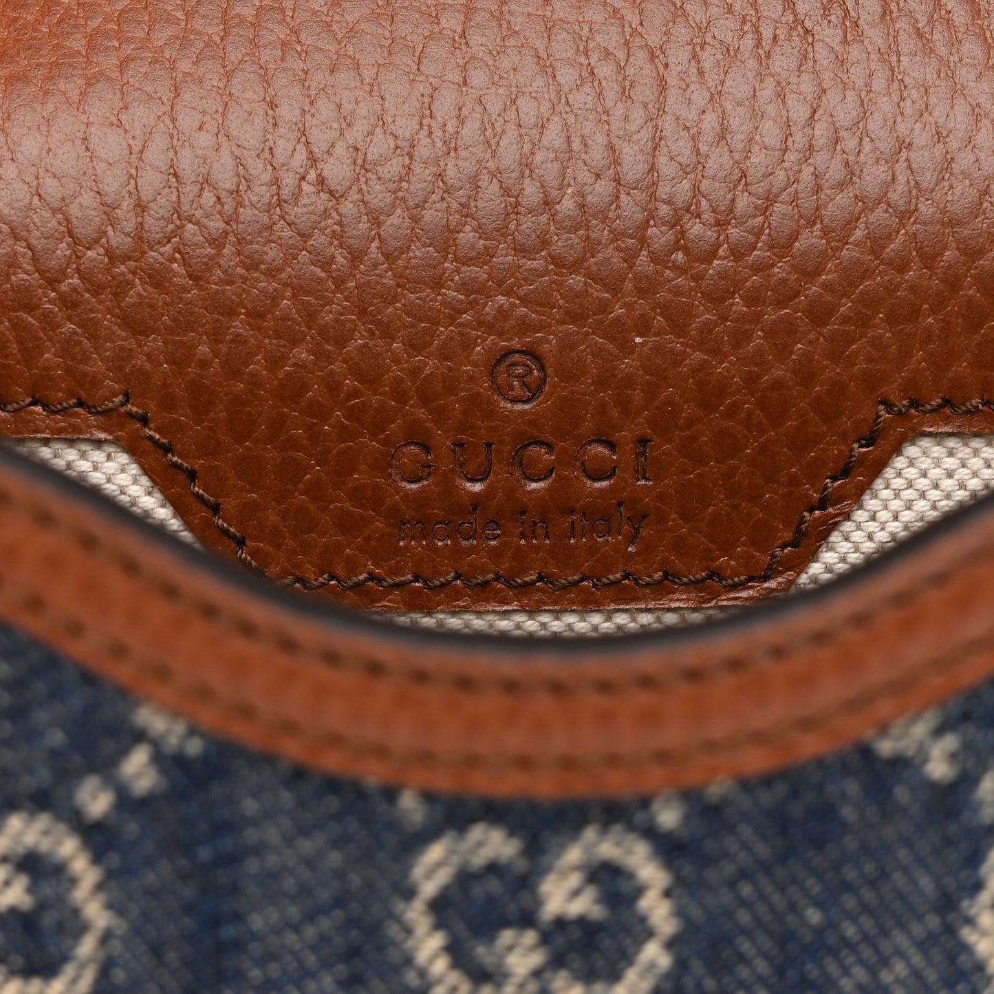 New Denim GG Monogram Dollar Calfskin Mini Horsebit 1955 Crossbody Bag Blue Tea Cuir Epilog