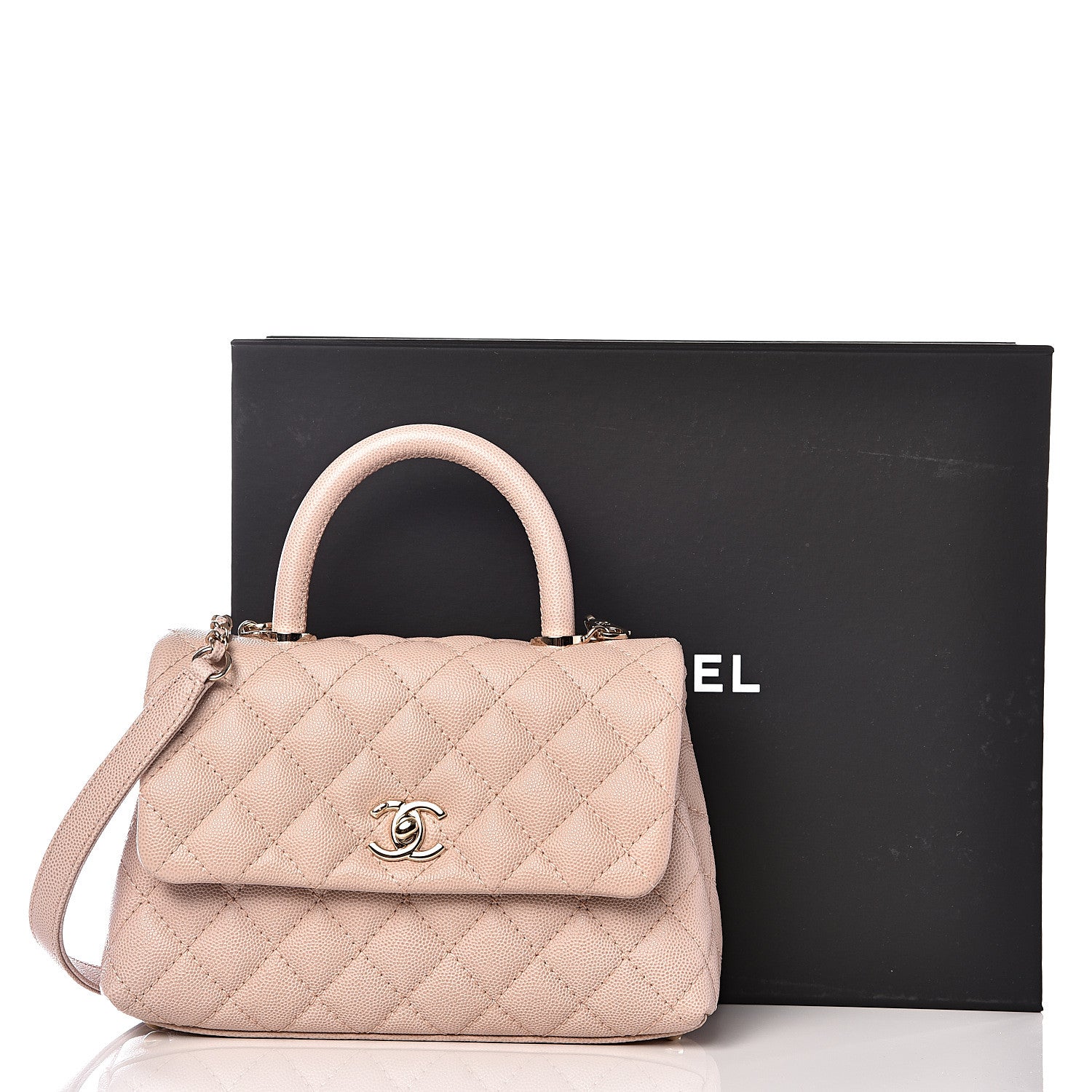 Chanel Caviar Quilted Mini Coco Handle Flap Beige 10 of 10