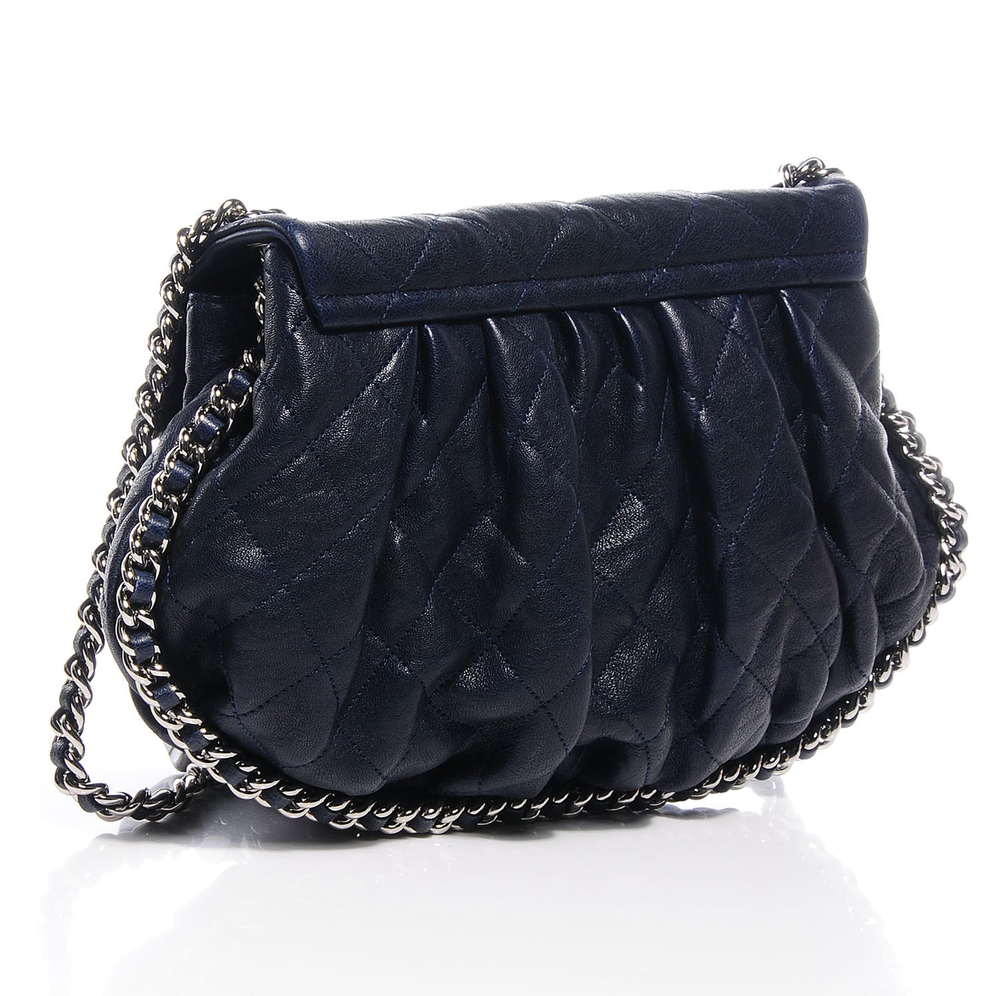 Calfskin Chain Around Medium Messenger Bag Navy