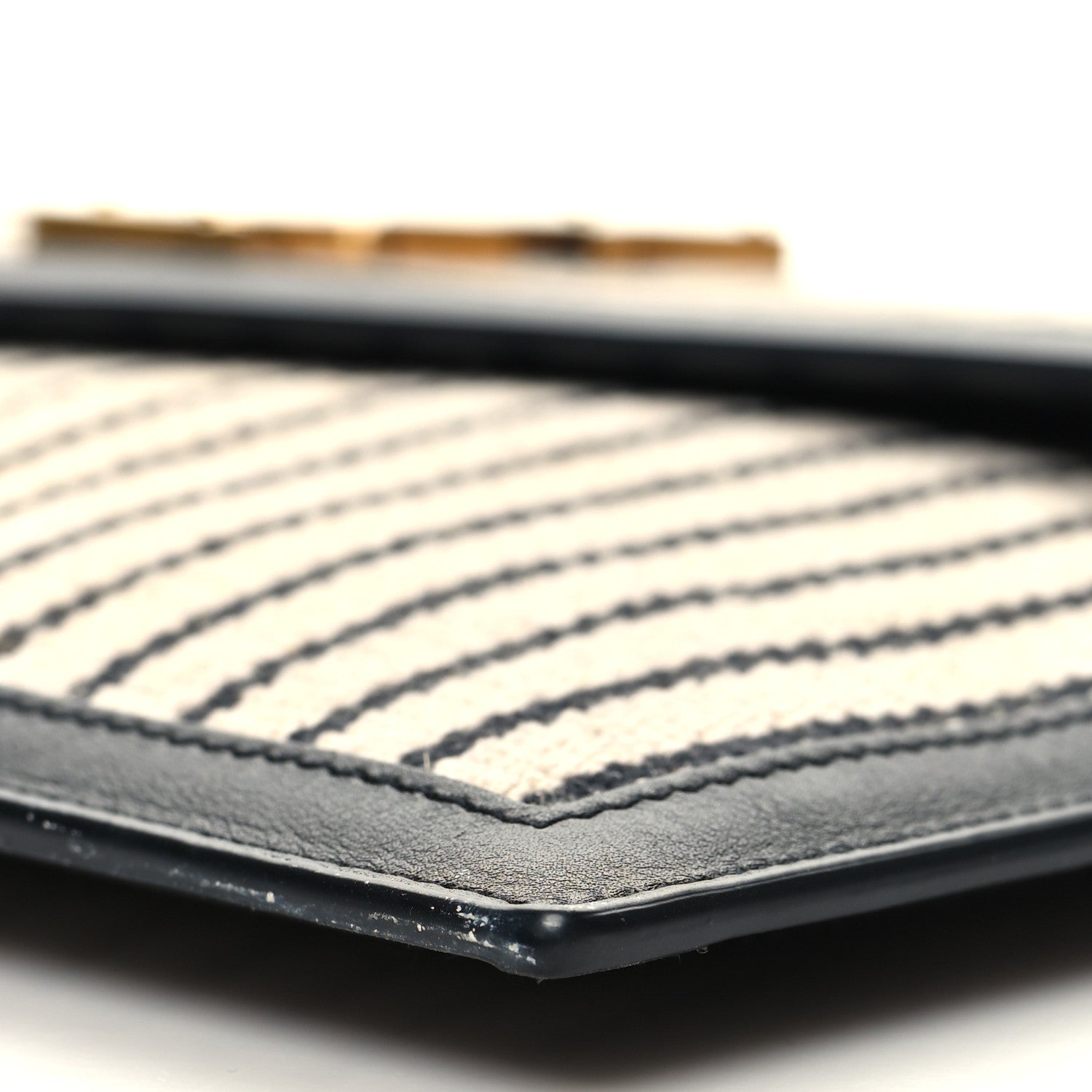 Saint Laurent Canvas Striped Uptown Pouch Beige Black 10 of 10