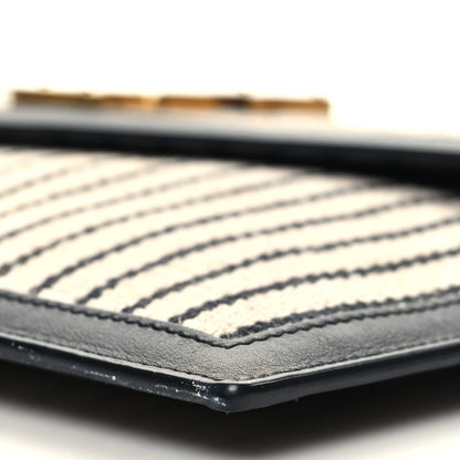 Saint Laurent Canvas Striped Uptown Pouch Beige Black 10 of 10