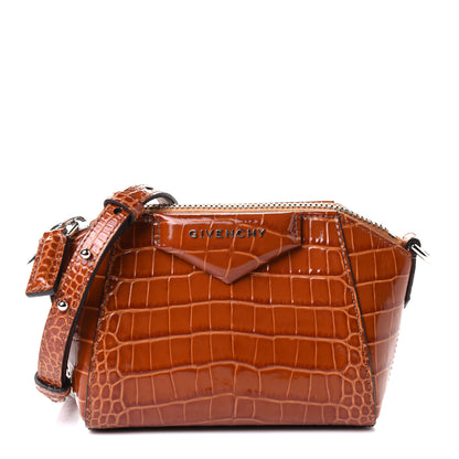 Givenchy Calfskin Crocodile Embossed Nano Antigona Tan 1 of 4