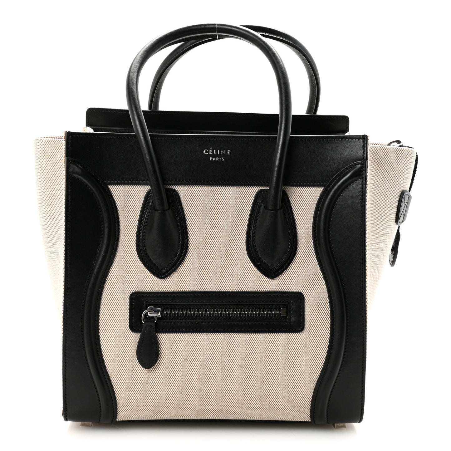 Textile Smooth Calfskin Micro Bi-Color Luggage Natural