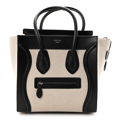 Celine Textile Smooth Calfskin Micro Bi-Color Luggage Natural 1 of 9