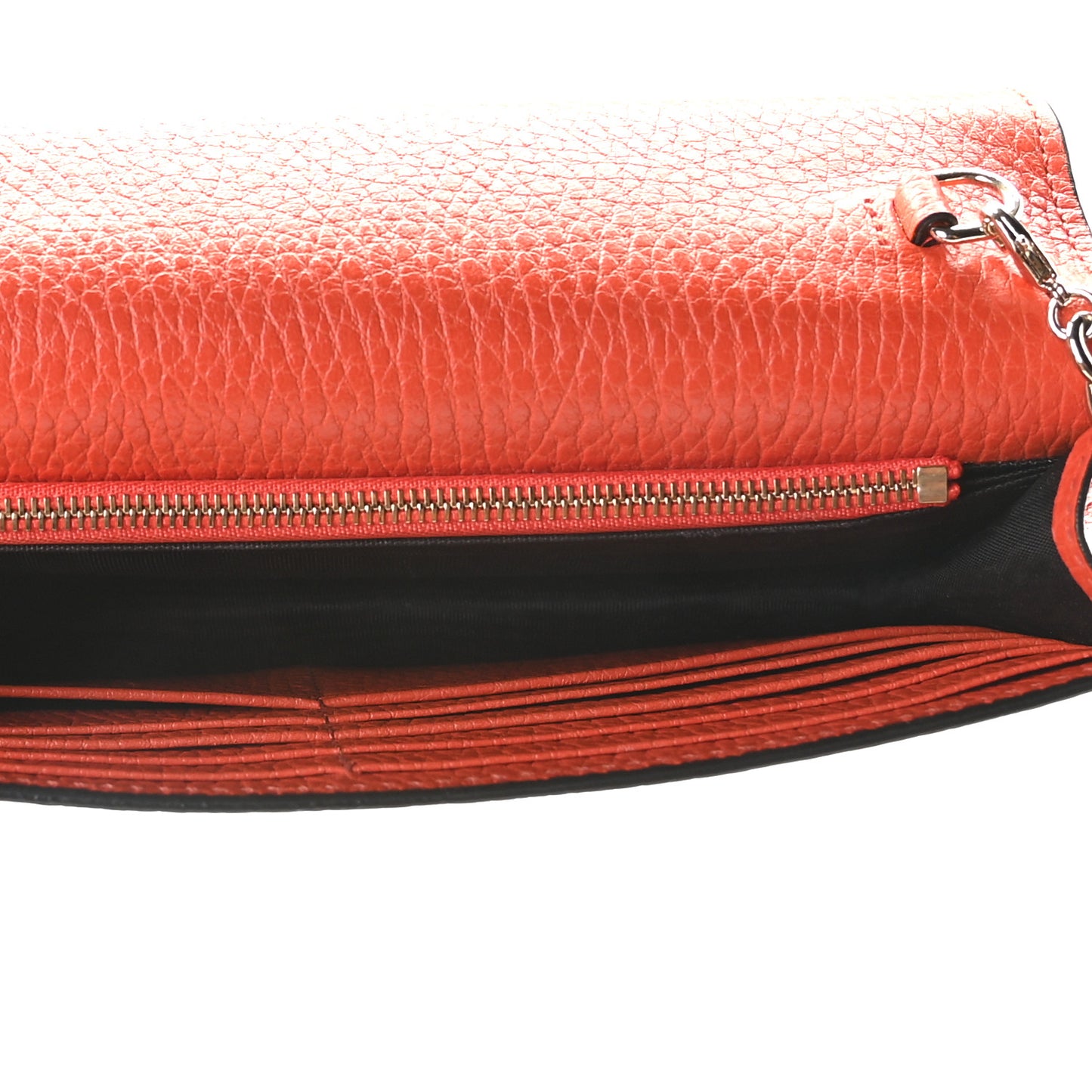 Dollar Calfskin Medium Betty Chain Wallet Sun Orange