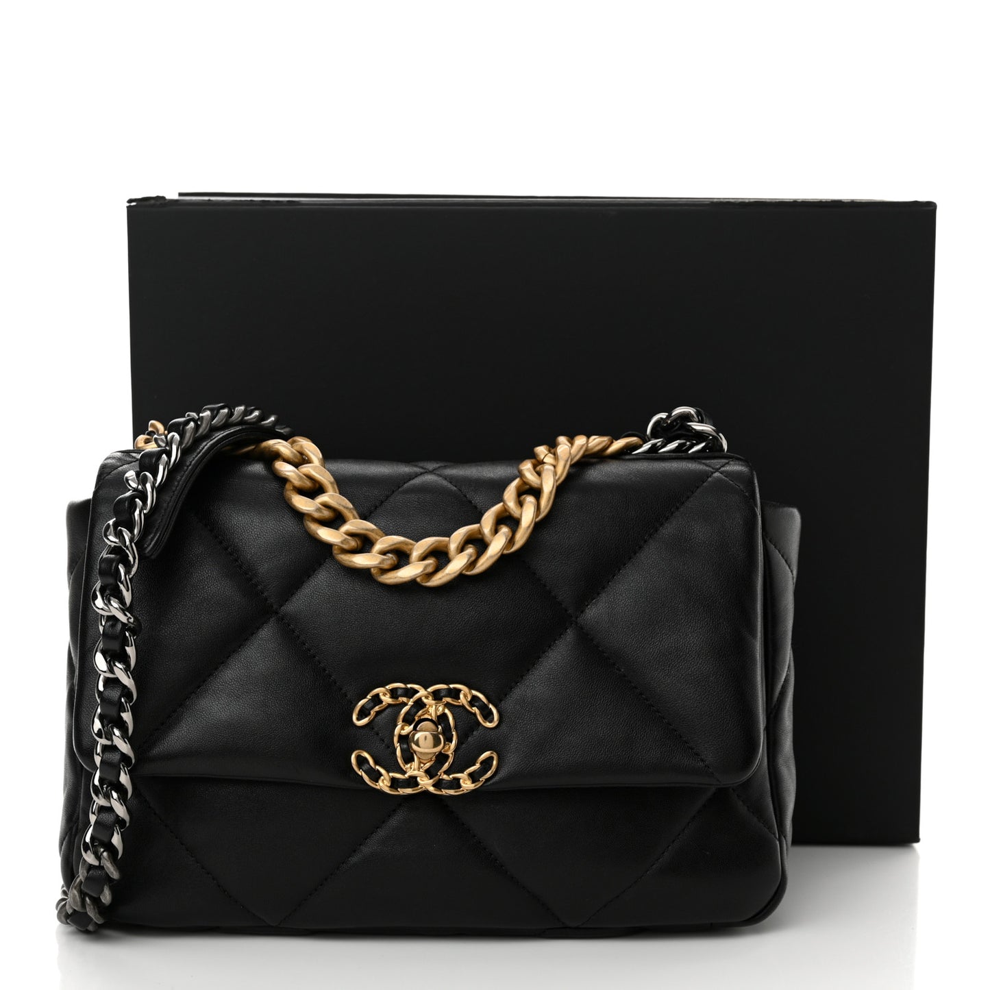 Lambskin Quilted Medium Chanel 19 Flap Black