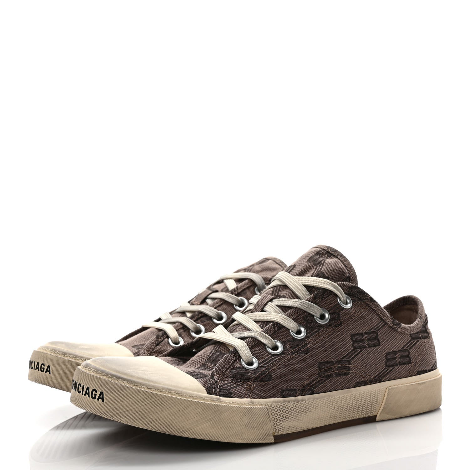 Balenciaga Jacquard BB Monogram Distressed Womens Paris Low Top Sneakers 40 Dark Mink Grey Brown 3 of 8