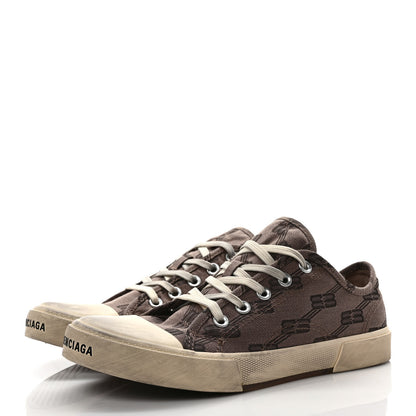 Balenciaga Jacquard BB Monogram Distressed Womens Paris Low Top Sneakers 40 Dark Mink Grey Brown 3 of 8