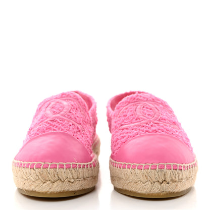 Chanel Tweed Lambskin CC Espadrilles 38 Hot Pink 2 of 9