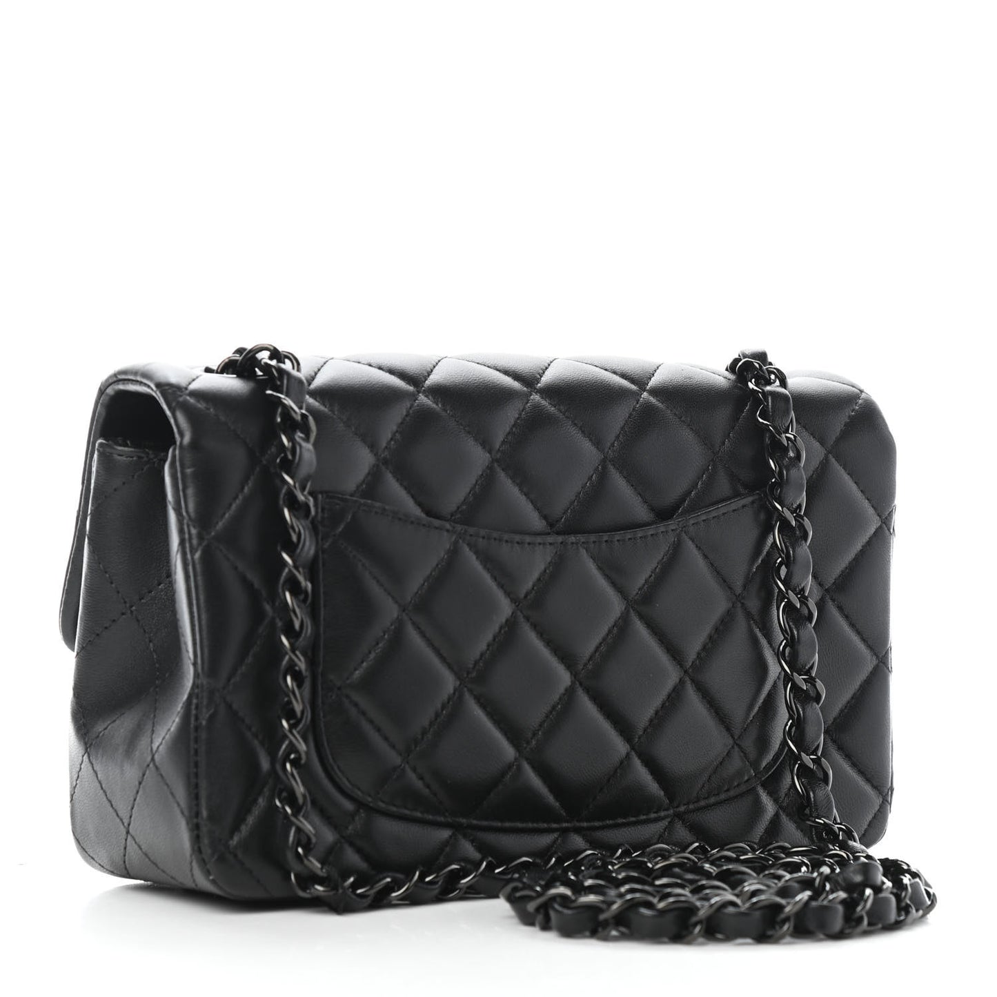 Lambskin Quilted Mini Rectangular Flap So Black