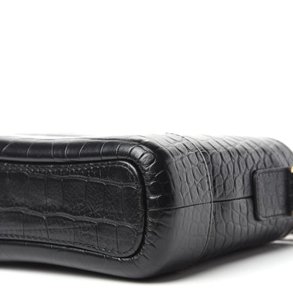 Chanel Calfskin Crocodile Embossed Small Gabrielle Cocodile Hobo Black 8 of 12