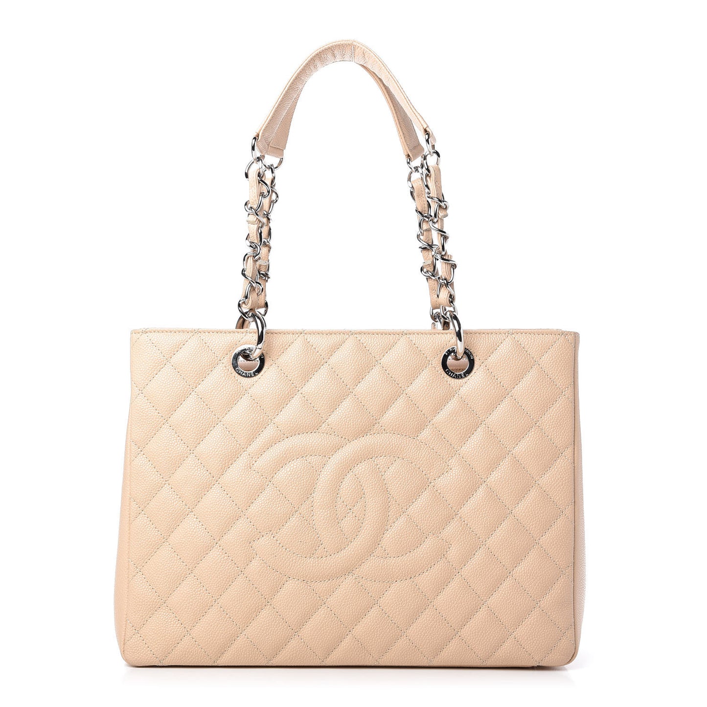 Caviar Quilted Grand Shopping Tote GST Beige Clair