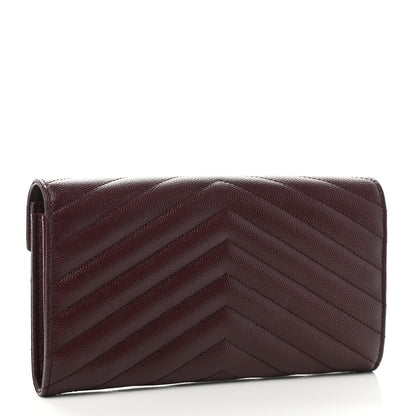 Saint Laurent Grain De Poudre Matelasse Chevron Monogram Flap Wallet Rouge Legion 3 of 9