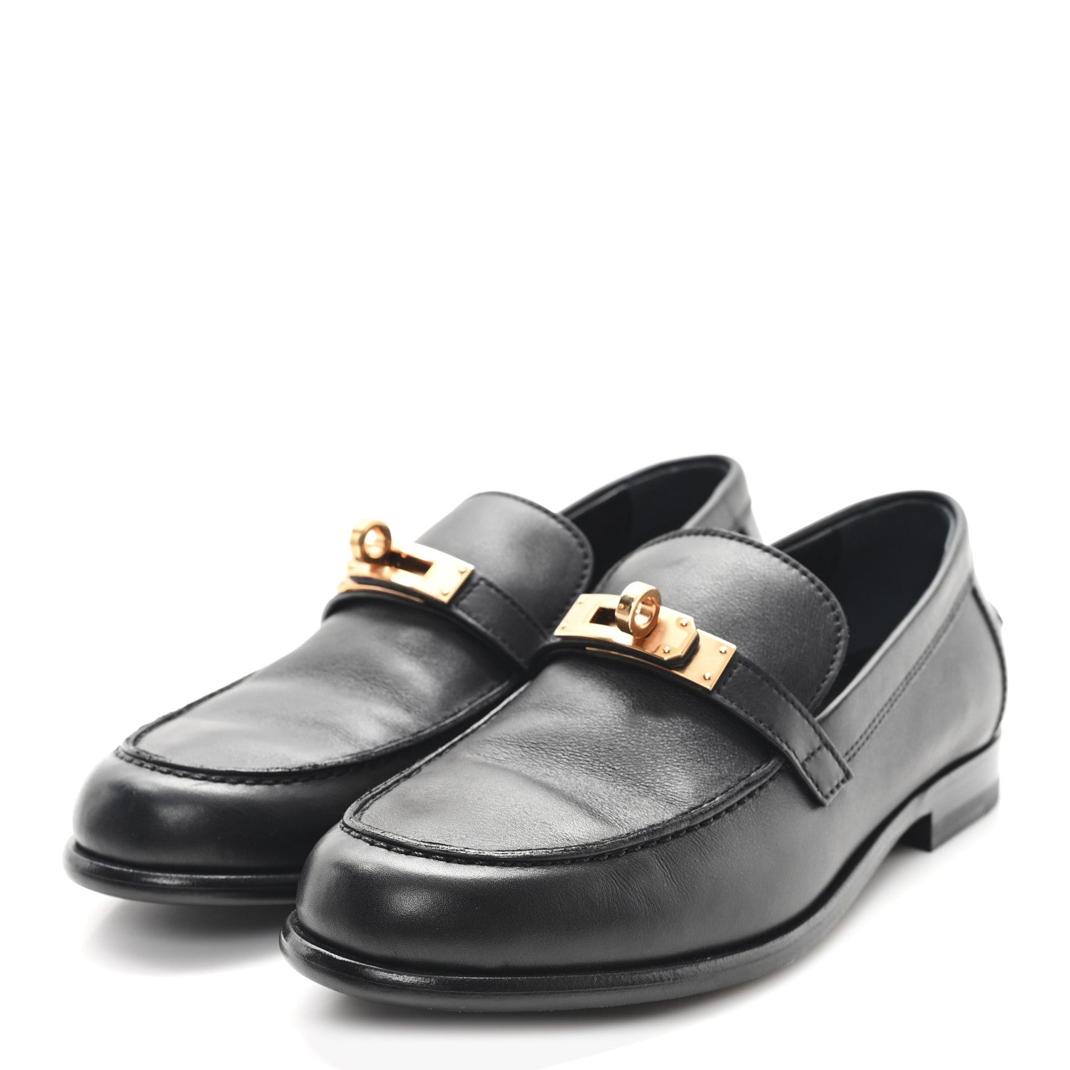 Hermes Calfskin Womens Destin Loafers 36 Black 4 of 10