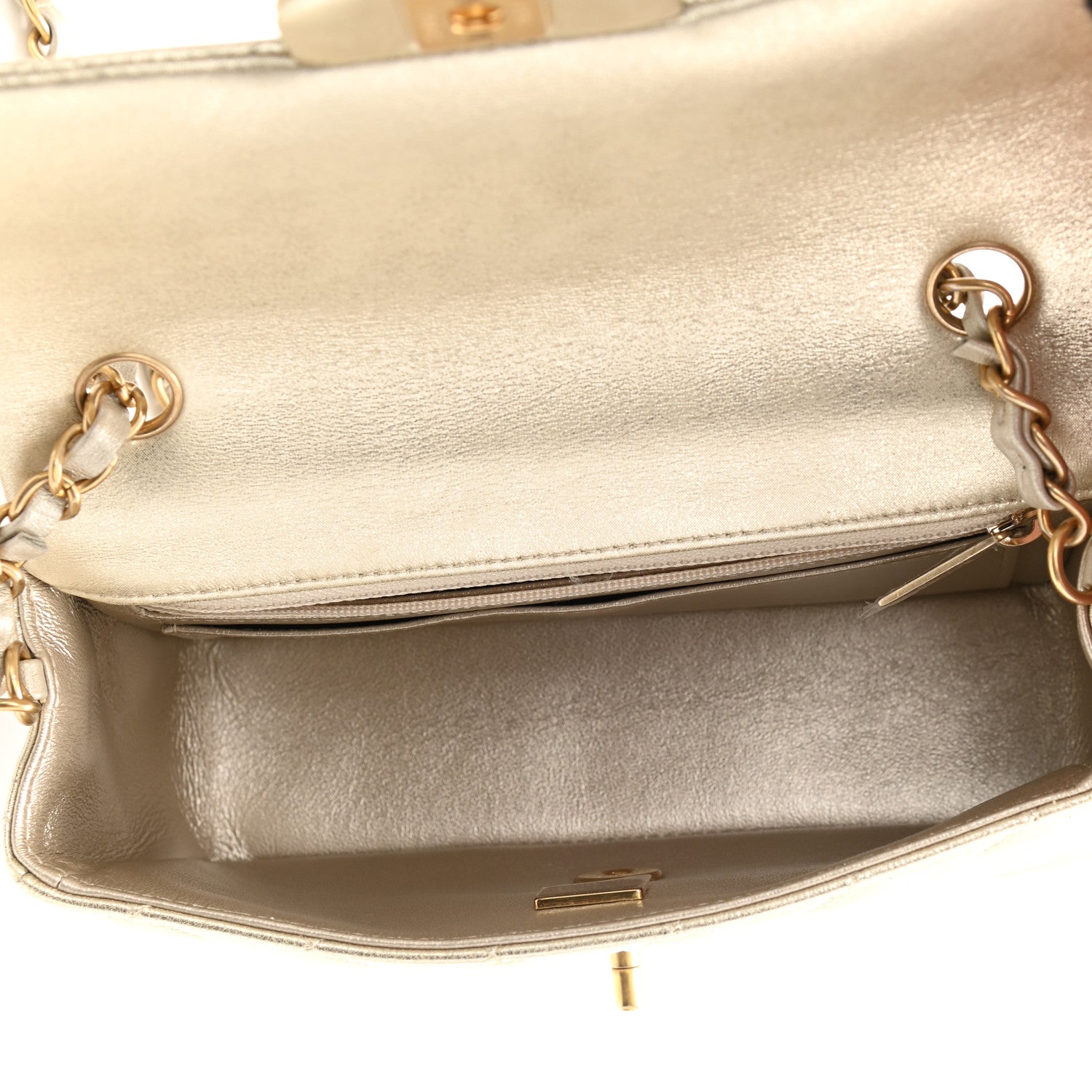 Chanel Metallic Lambskin Quilted Mini Rectangular Flap Gold 5 of 11