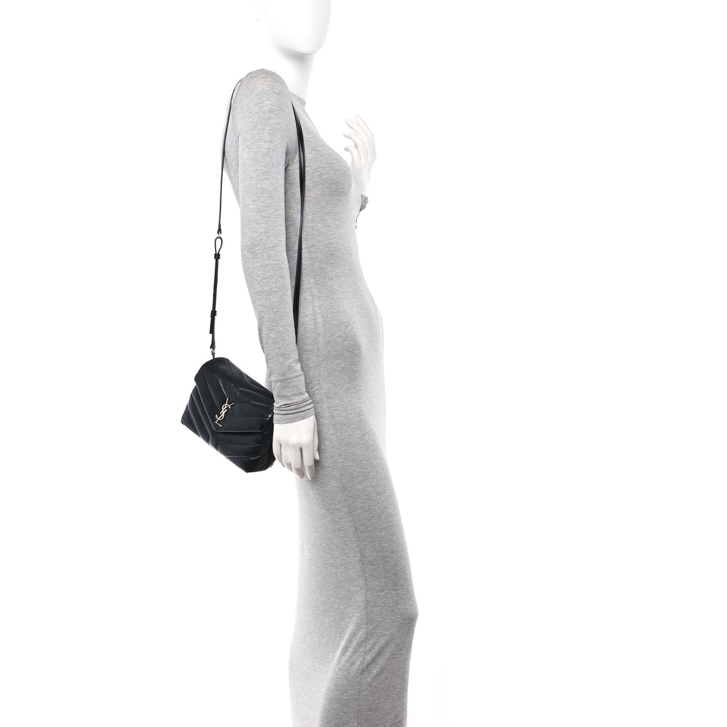 Calfskin Y Quilted Monogram Toy Loulou Crossbody Bag Black