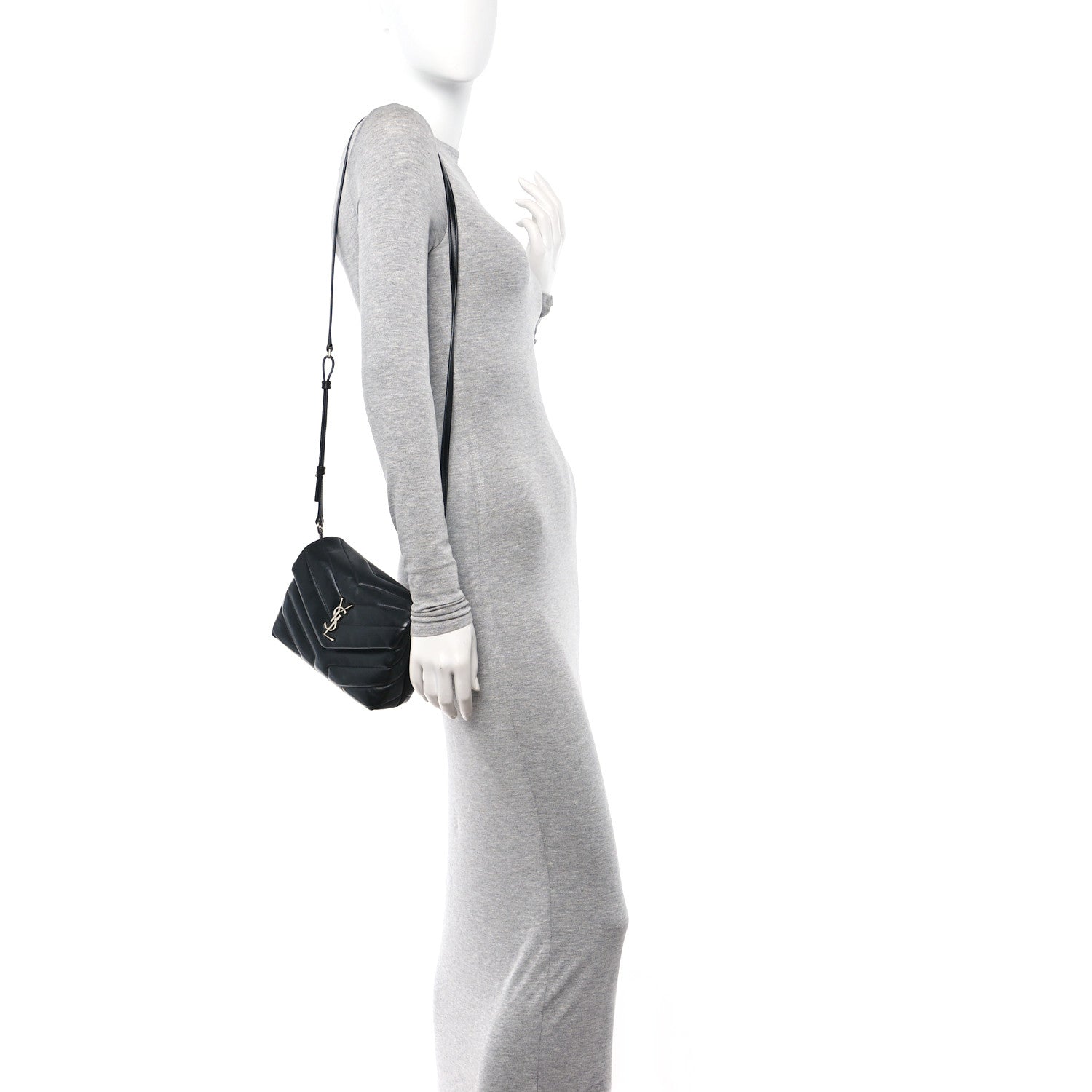 Saint Laurent Calfskin Y Quilted Monogram Toy Loulou Crossbody Bag Black 2 of 13