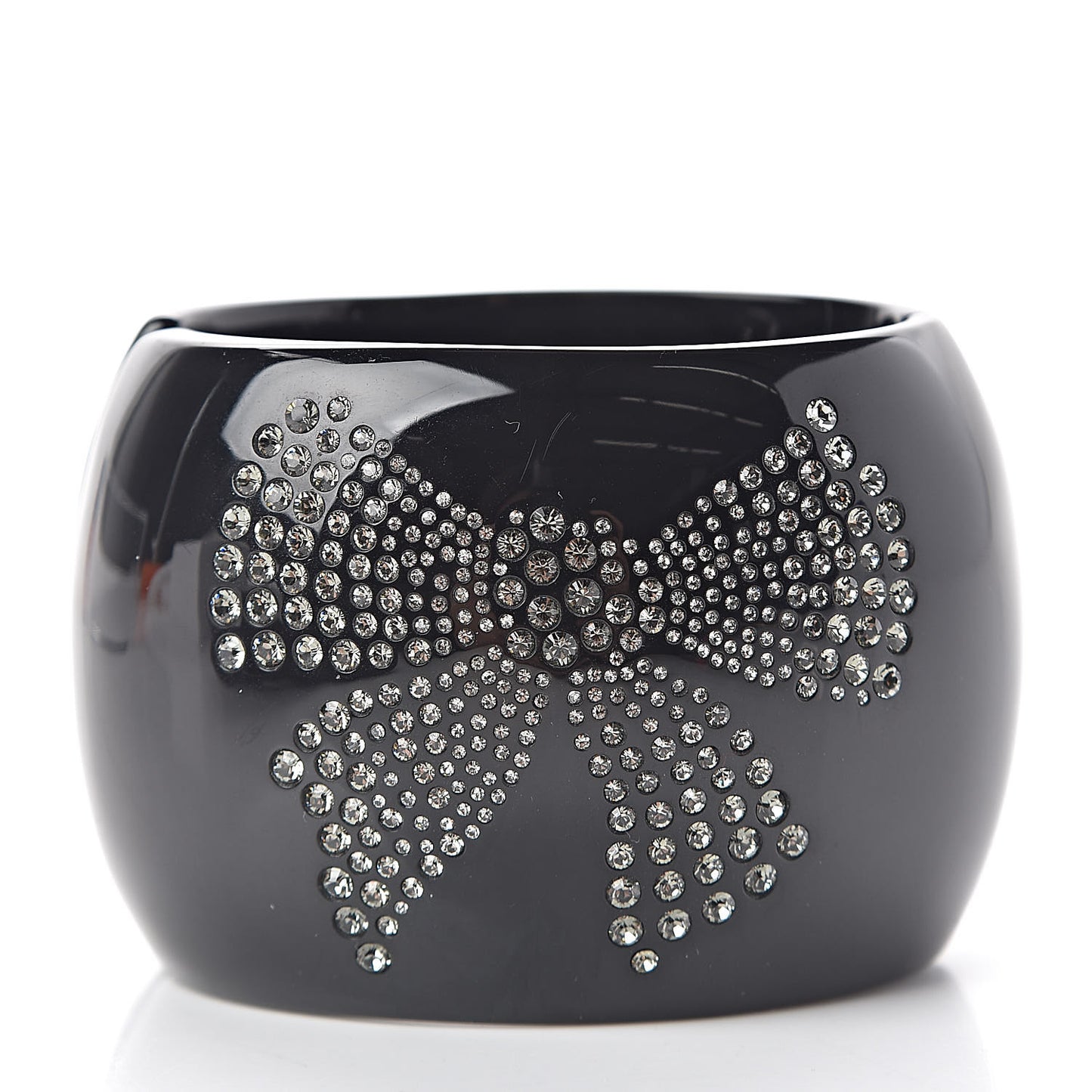 Resin Crystal CC Bow Wide Cuff Black
