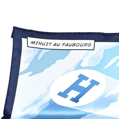 Hermes Silk Minuit Au Faubourg Scarf 70 Marine Ciel White 3 of 7