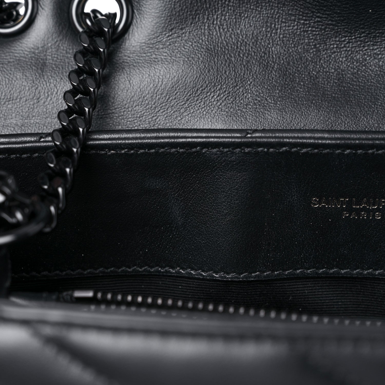 Saint Laurent Calfskin Y Quilted Monogram Monochrome Small Loulou Chain Satchel Black 13 of 21