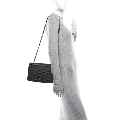 Chanel Denim Pleated Denim Turtle Flap Dark Blue 2 of 11