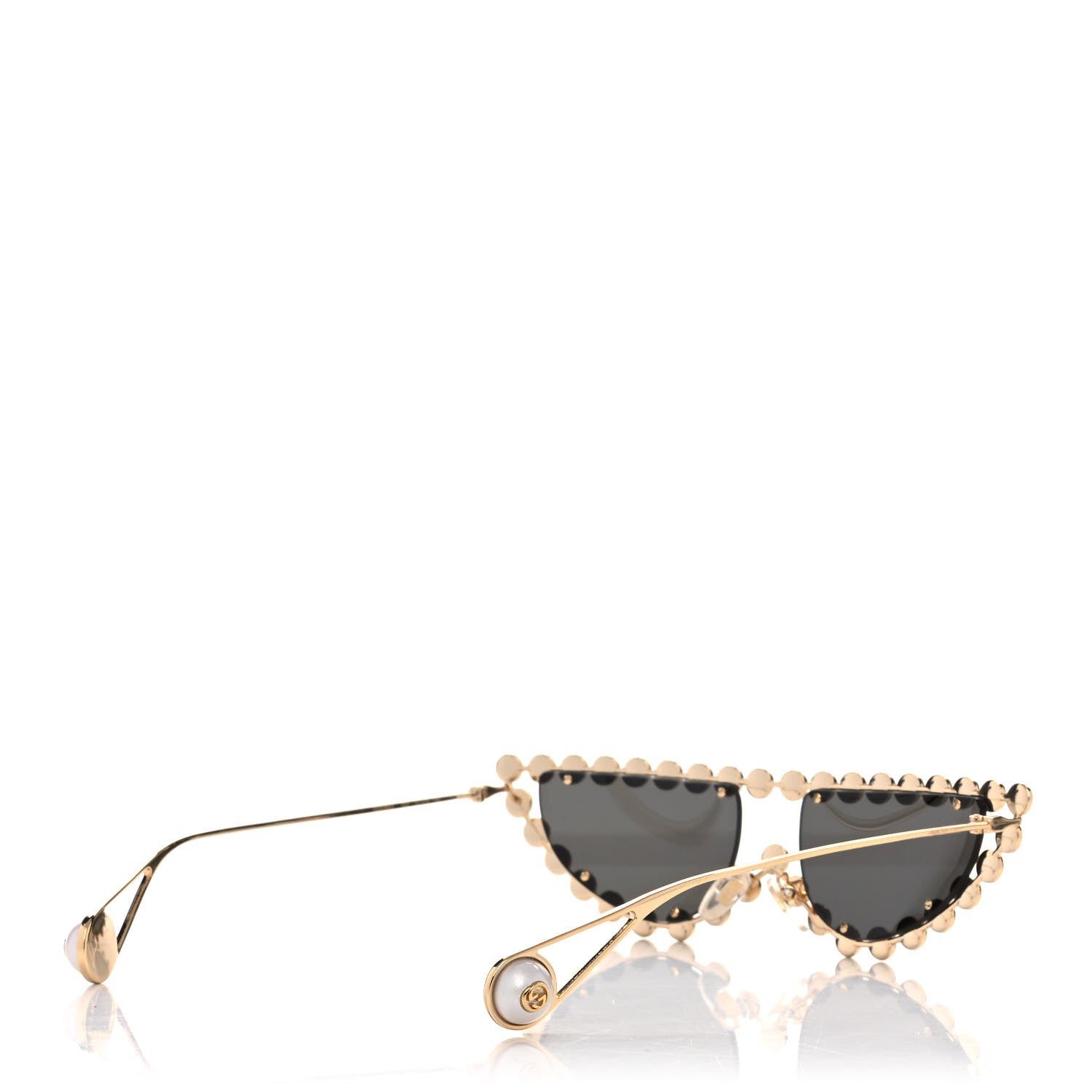 Gucci Metal Crystal Cat Eye Sunglasses GG0364S Gold 4 of 8