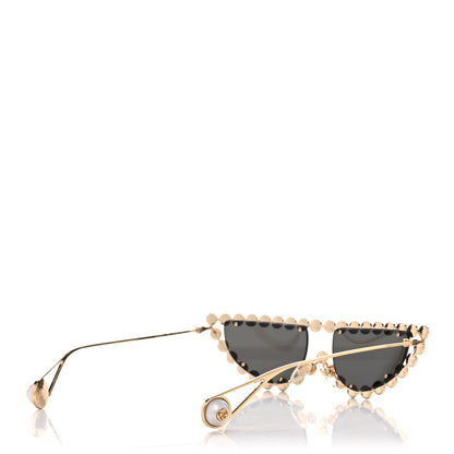Gucci Metal Crystal Cat Eye Sunglasses GG0364S Gold 4 of 8