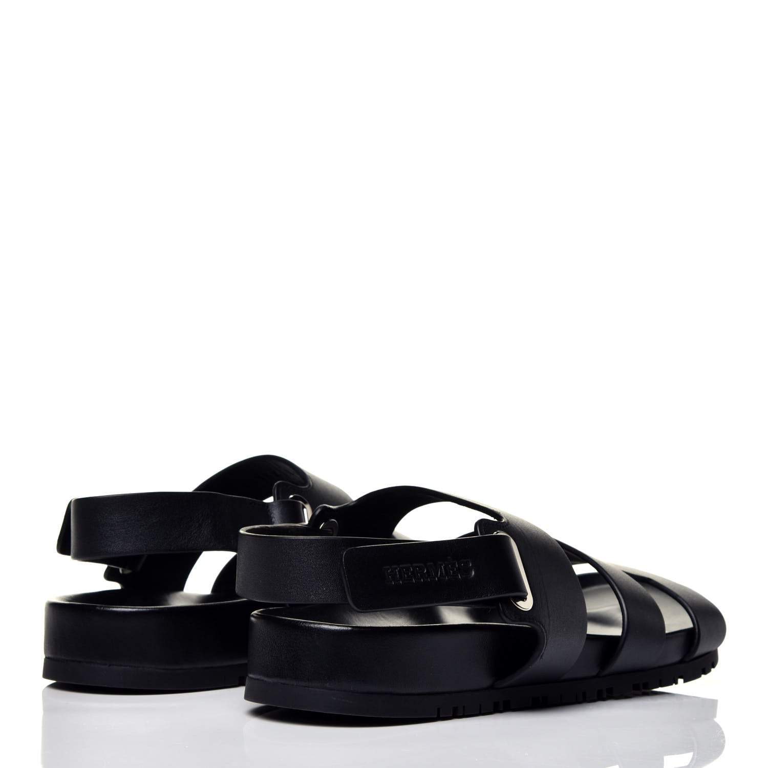 Hermes Calfskin Womens Takara Sandals 38.5 Black 4 of 7