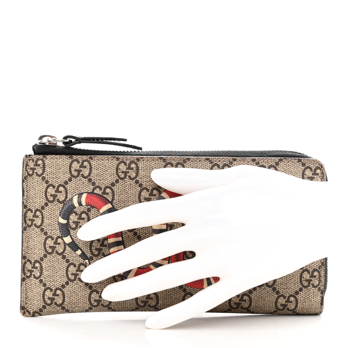 GG Supreme Monogram Kingsnake Zip Around Wallet Beige