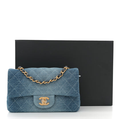 Chanel Washed Denim Quilted Mini Rectangular Flap Blue 11 of 11