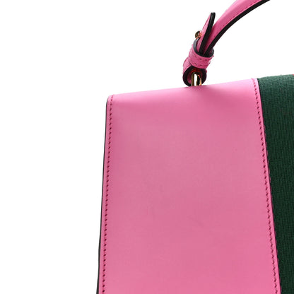 Gucci Vitello Fontanella Web Medium Sylvie Top Handle Bag Pink Tropical Flower 18 of 19
