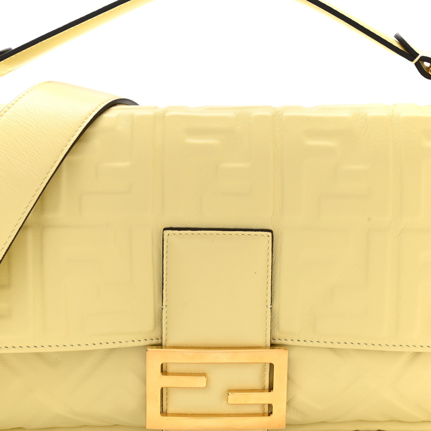 Fendi Nappa FF 1974 Embossed Large Baguette Banana 9 of 12