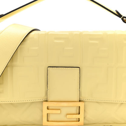Fendi Nappa FF 1974 Embossed Large Baguette Banana 9 of 12