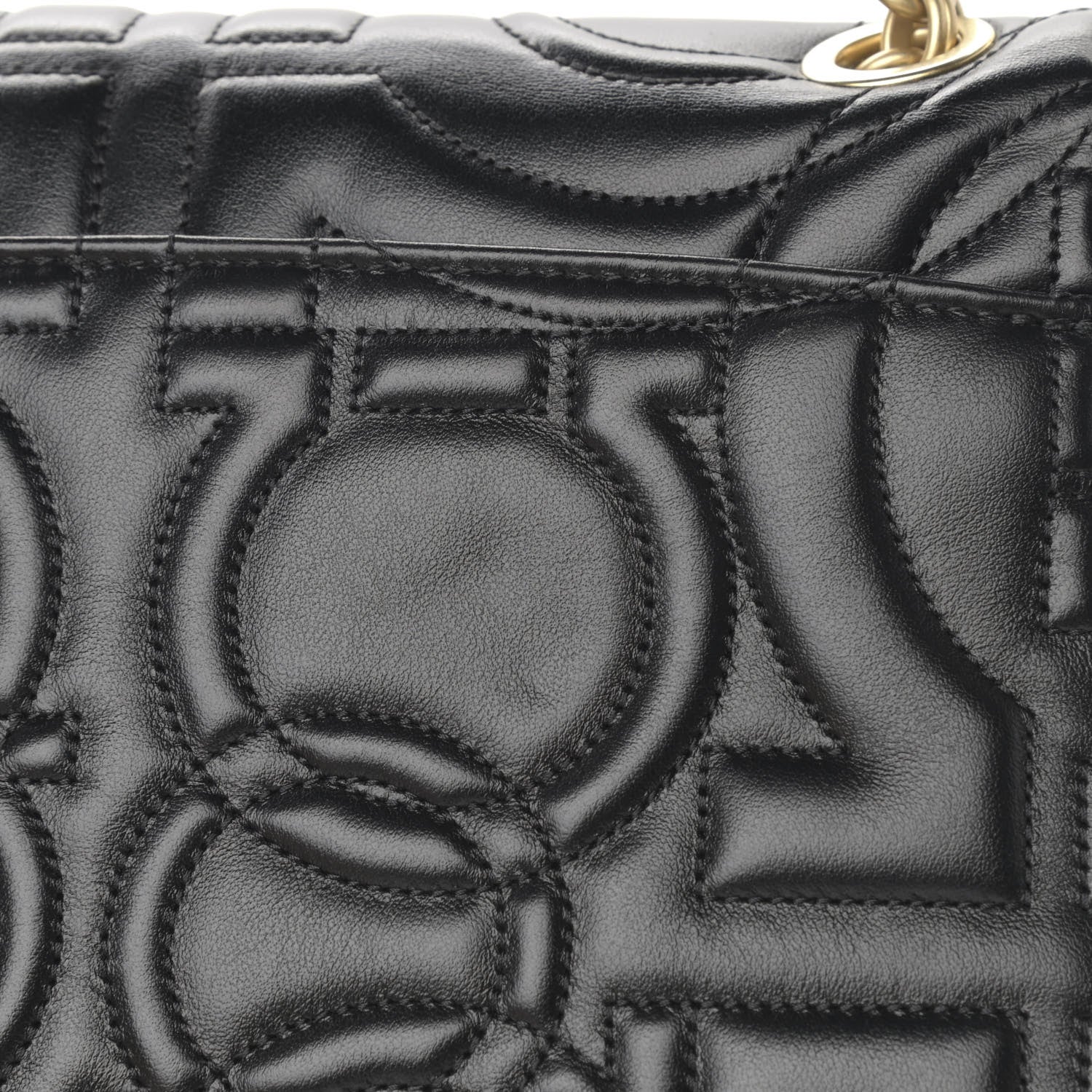 Salvatore Ferragamo Calfskin Quilted Gancini Flap Bag Black 11 of 12