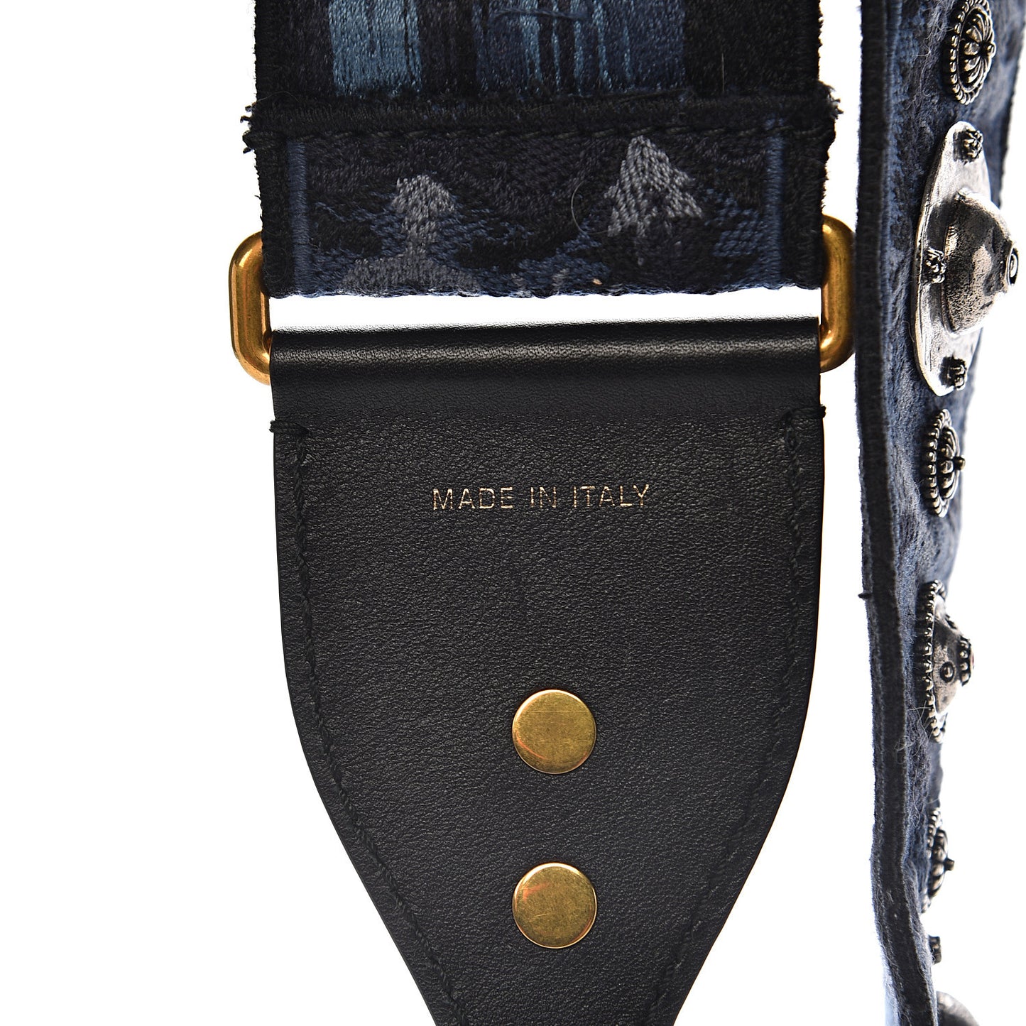 Canvas Embroidered Studded KaleiDiorscopic Adjustable Shoulder Strap Blue