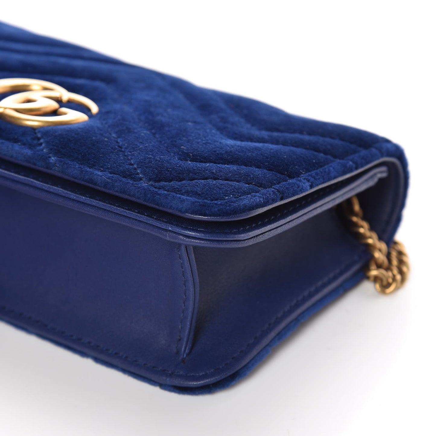 Velvet Matelasse GG Marmont Mini Bag Cobalt Blue