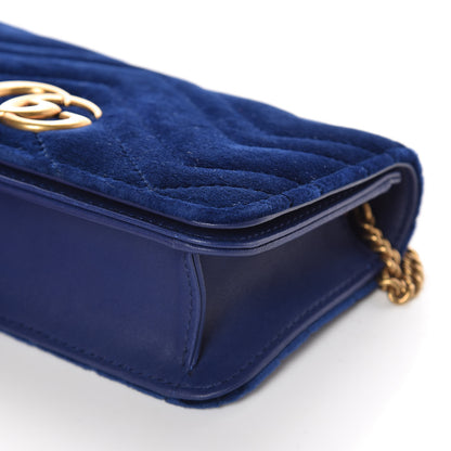 Gucci Velvet Matelasse GG Marmont Mini Bag Cobalt Blue 9 of 11