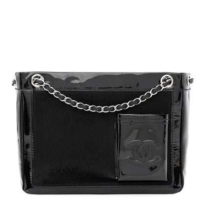 Chanel Patent Pony Hair Small Pocket Tote Black 1 of 11