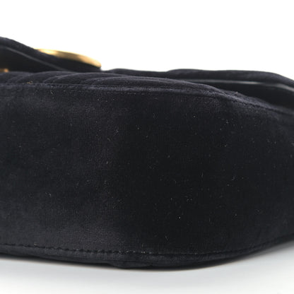 Gucci Velvet Matelasse Mini GG Marmont Shoulder Bag Black 9 of 13