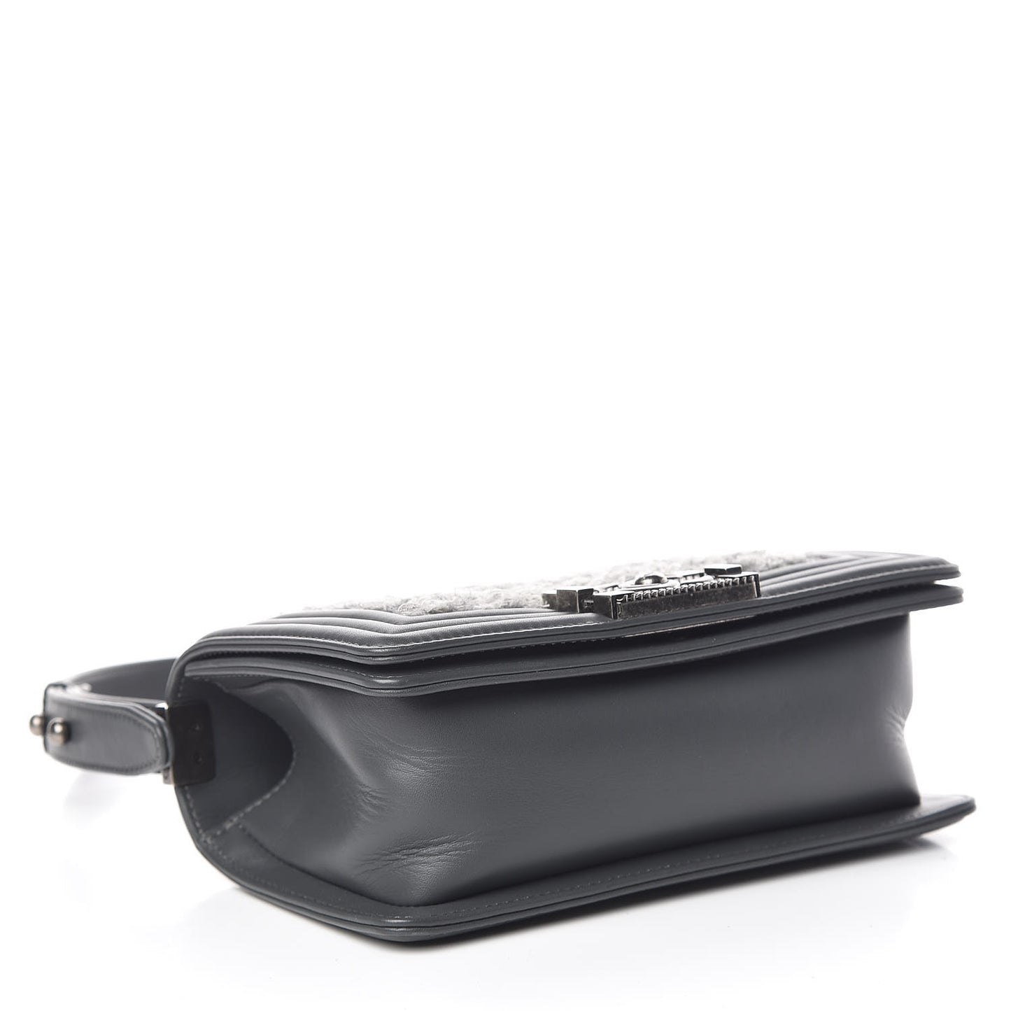 Tweed Calfskin Small Boy Flap Grey