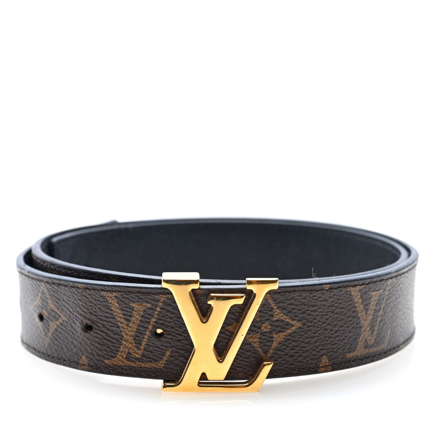 Calfskin Monogram 30mm LV Initiales Reversible Belt 75 30 Black