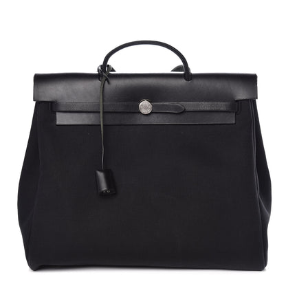 Hermes Toile Vache Calfskin Herbag 39 Black 1 of 10