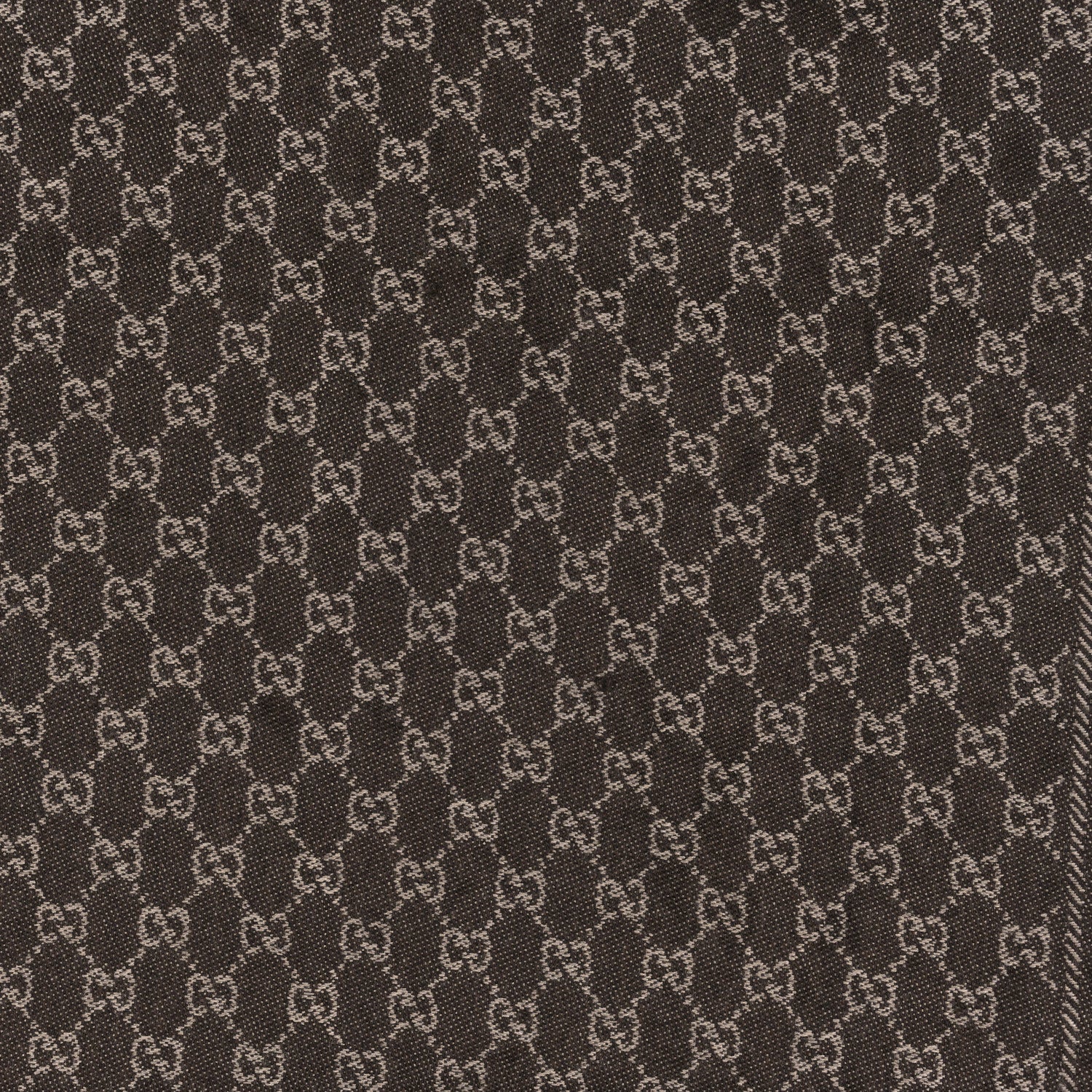 Gucci Wool GG Monogram Reversible New Sten Fringe Scarf Beige Dark Brown 4 of 4